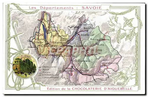 Ansichtskarte AK Carte geographique Chocolaterie d&#39Aiguebelle Savoie