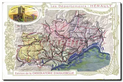 Ansichtskarte AK Carte geographique Chocolaterie d&#39Aiguebelle Herault