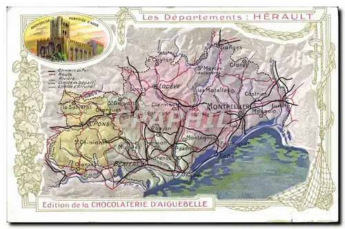 Cartes postales Carte geographique Chocolaterie d&#39Aiguebelle Herault