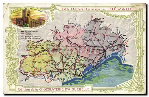 Ansichtskarte AK Carte geographique Chocolaterie d&#39Aiguebelle Herault