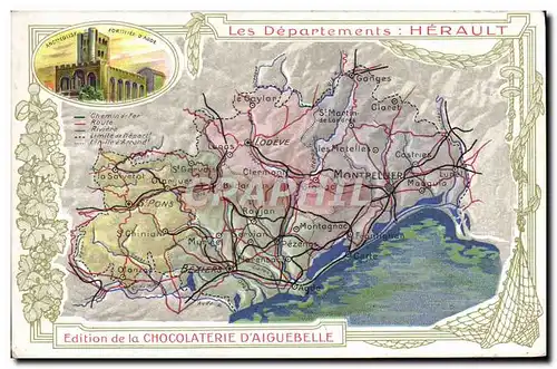 Cartes postales Carte geographique Chocolaterie d&#39Aiguebelle Herault