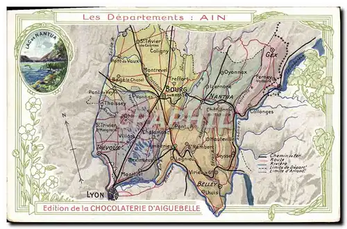 Ansichtskarte AK Carte geographique Chocolaterie d&#39Aiguebelle Ain