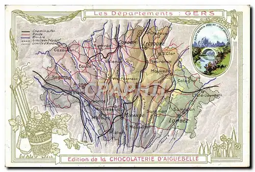 Ansichtskarte AK Carte geographique Chocolaterie d&#39Aiguebelle Gers