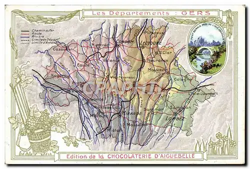 Cartes postales Carte geographique Chocolaterie d&#39Aiguebelle Gers