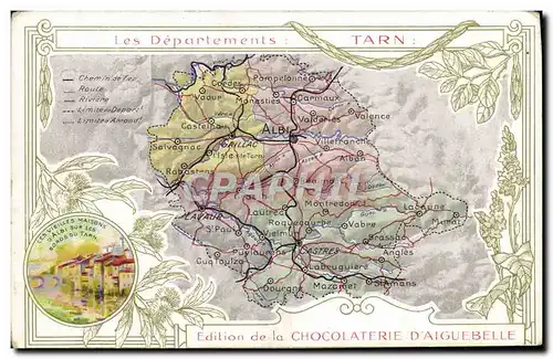 Ansichtskarte AK Carte geographique Chocolaterie d&#39Aiguebelle Tarn