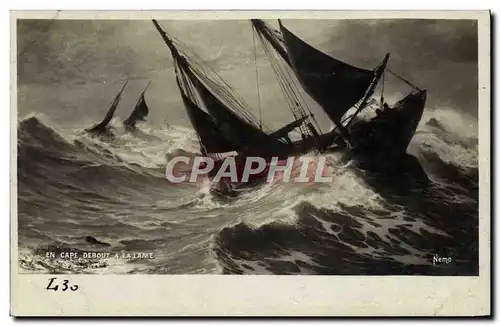 Cartes postales Bateau Peche En cape debout a la lame