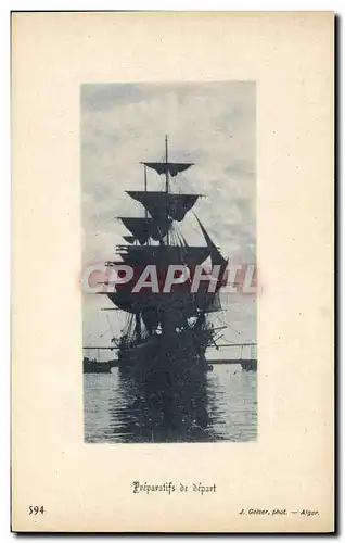 Cartes postales Bateau Voilier preparatifs au depart