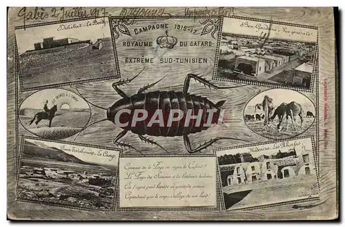 Cartes postales Fantaisie Campagne 1915 1917 Royaume du Cafard Extreme Sud Tunisien Tunisie Militaria