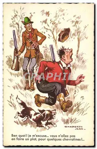 Cartes postales Fantaisie Humour Jean Chaperon Chien Chasse Chasseur