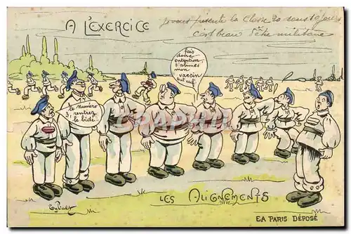 Cartes postales Fantaisie Militaria A l&#39exercice Les alignements