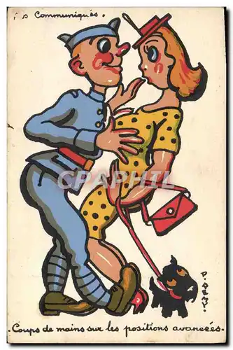 Cartes postales Fantaisie Militaria Coups de mains sur les positions avancees Chien