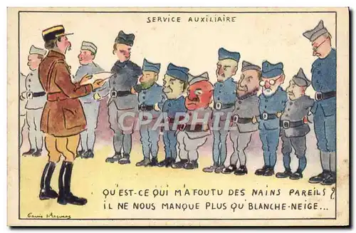 Cartes postales Fantaisie Militaria Service auxiliaire