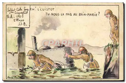 Cartes postales Fantaisie Militaria Bain Marie