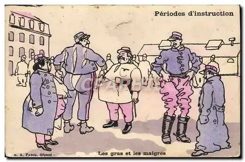 Ansichtskarte AK Fantaisie Militaria Periodes d&#39instruction Les gras et les maigres