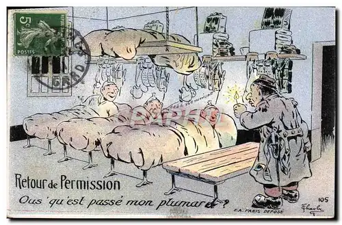Cartes postales Fantaisie Militaria Retour de permission