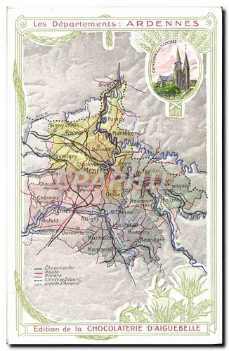 Cartes postales Carte geographique Chocolaterie d&#39Aiguebelle Ardennes