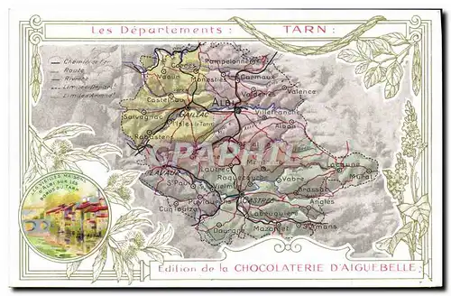 Cartes postales Carte geographique Chocolaterie d&#39Aiguebelle Tarn