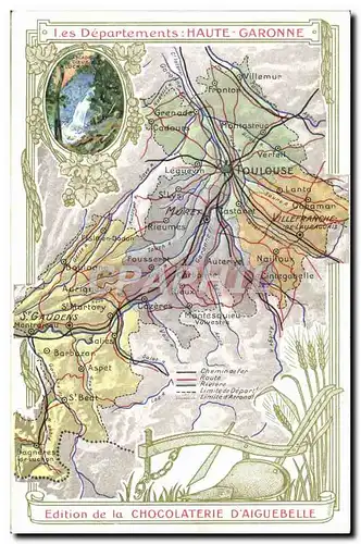 Ansichtskarte AK Carte geographique Chocolaterie d&#39Aiguebelle Haute-Garonne