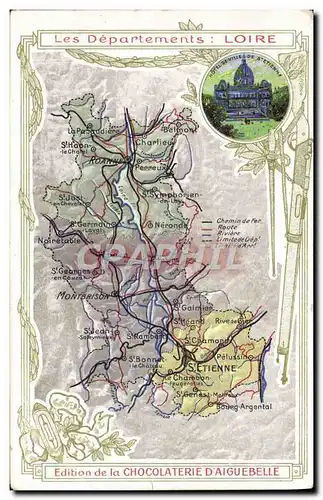 Cartes postales Carte geographique Chocolaterie d&#39Aiguebelle Loire