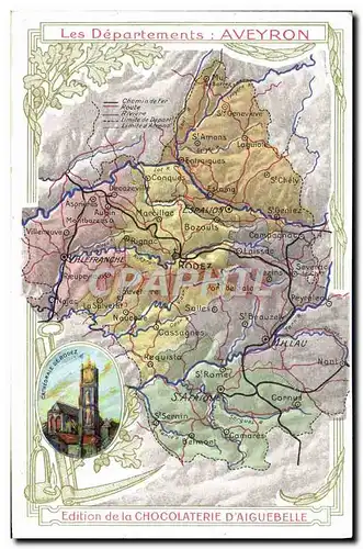Ansichtskarte AK Carte geographique Chocolaterie d&#39Aiguebelle Aveyron