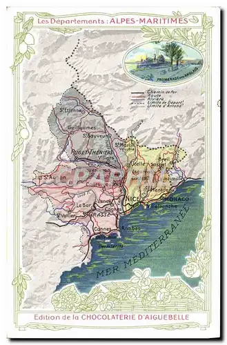 Cartes postales Carte geographique Chocolaterie d&#39Aiguebelle Alpes-Maritimes