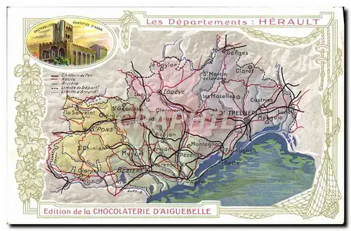 Ansichtskarte AK Carte geographique Chocolaterie d&#39Aiguebelle Herault