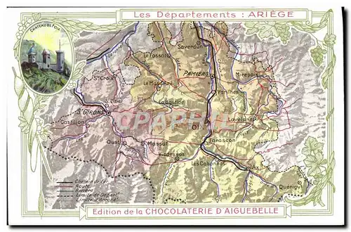Ansichtskarte AK Carte geographique Chocolaterie d&#39Aiguebelle Ariege