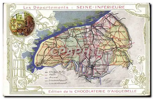 Cartes postales Carte geographique Chocolaterie d&#39Aiguebelle Seine-Inferieure