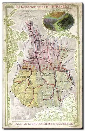Cartes postales Carte geographique Chocolaterie d&#39Aiguebelle Hautes-Pyrenees