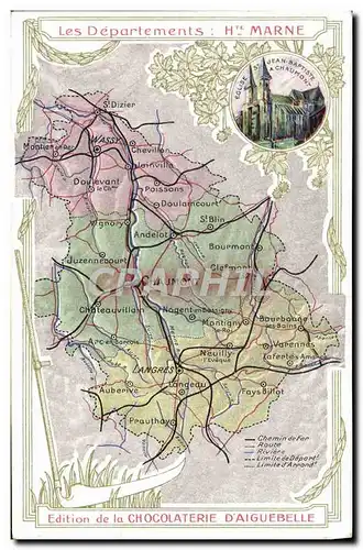 Cartes postales Carte geographique Chocolaterie d&#39Aiguebelle Haute Marne