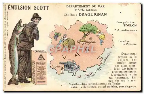 Cartes postales Carte geographique Departement du Var Draguignan Emulsion Scott