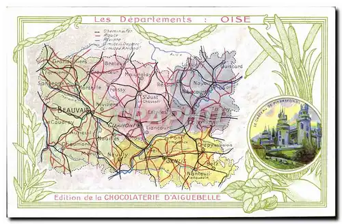 Cartes postales Carte geographique Chocolaterie d&#39Aiguebelle Oise Pierrefonds