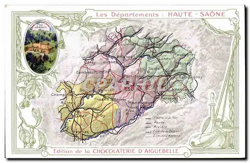 Cartes postales Carte geographique Chocolaterie d&#39Aiguebelle Haute-Saone Luxeuil