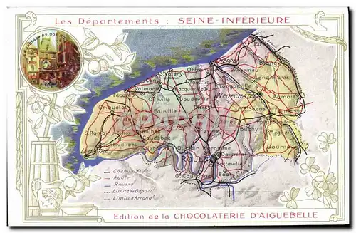 Ansichtskarte AK Carte geographique Chocolaterie d&#39Aiguebelle Seine Inferieure Grosse horloge du roi Rouen