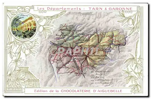 Ansichtskarte AK Carte geographique Chocolaterie d&#39Aiguebelle Tarn et Garonne Moissac