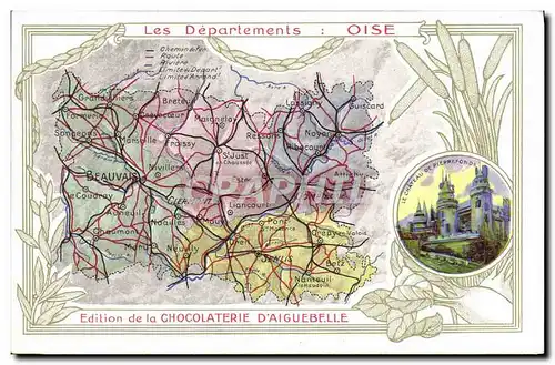 Cartes postales Carte geographique Chocolaterie d&#39Aiguebelle Oise Chateau de Pierrefonds