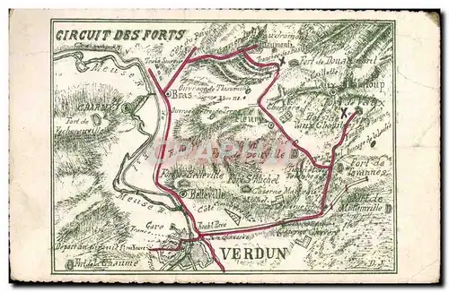 Ansichtskarte AK Carte geographique Circuit des forts de Verdun Millitaria