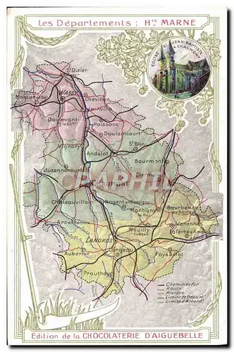 Cartes postales Carte geographique Chocolaterie d&#39Aiguebelle Haute-Marne Chaumont