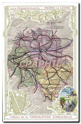 Cartes postales Carte geographique Chocolaterie d&#39Aiguebelle Indre et Loire Amboise
