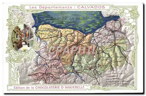 Cartes postales Carte geographique Chocolaterie d&#39Aiguebelle Calvados Falaise