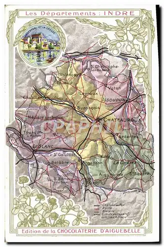 Ansichtskarte AK Carte geographique Chocolaterie d&#39Aiguebelle Indre Creuse