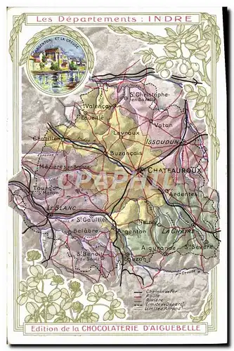 Cartes postales Carte geographique Chocolaterie d&#39Aiguebelle Indre Creuse