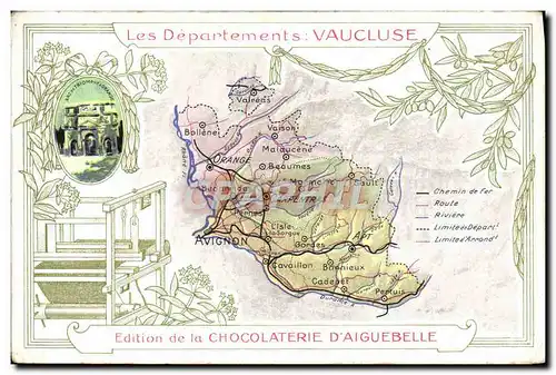 Cartes postales Carte geographique Chocolaterie d&#39Aiguebelle Vaucluse Arc de Triomphe Orange