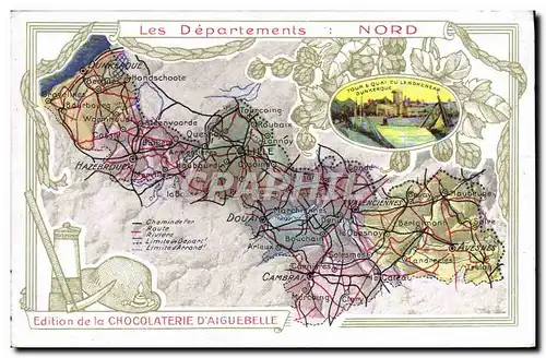 Cartes postales Carte geographique Chocolaterie d&#39Aiguebelle Nord Dunkerque