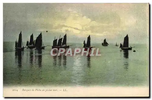 Cartes postales Bateau Barques de peche en plein mer