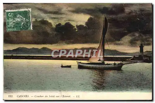 Cartes postales Bateau Cannes Coucher de soleil sur l'Esterel