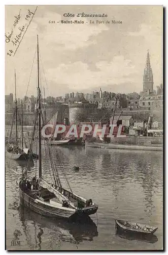 Cartes postales Bateau Saint-Malo Le port de maree