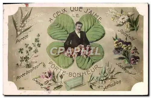 Cartes postales Fantaisie Porte bonheur Trefle