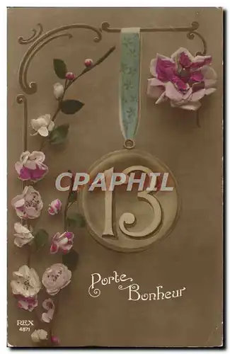 Cartes postales Fantaisie Porte bonheur Chiffre 13