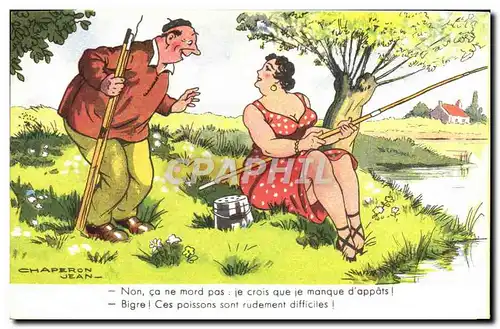 Cartes postales Humour Femme Peche Pecheur Jean Chaperon